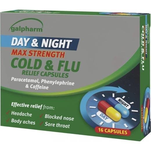 Galpharm Day & Night Max Strength Cold & Flu Relief Capsules ...