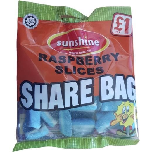 Sunshine Raspberry Laces Sunshine Fizzy Blue Raspberry Slice £1 Bags - Lancashire Suppliers Ltd