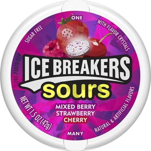 Ice Breakers Mints Sours (Mixed Berry - Strawberry - Cherry) Tins