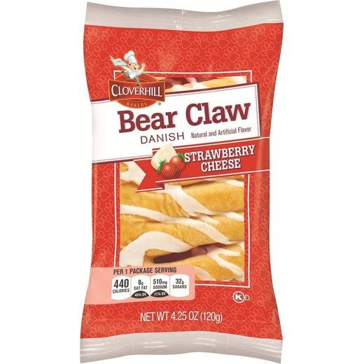 Cloverhill Bakery Bear Claw Danish Strawberry Cheese