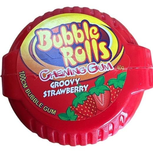 Bubble Rolls Chewing Gum Groovy Strawberry