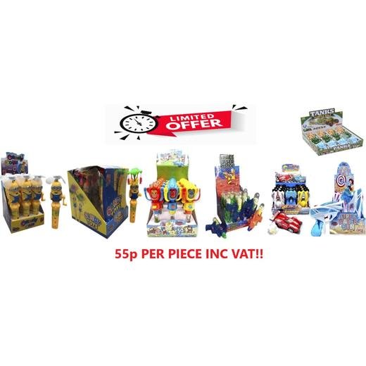 Comp 8(Super Watergun/Minion Cool Fan/Laser Pistol/Flashy Faces/Tank Vecle/Ferry Go/Space Racer)
