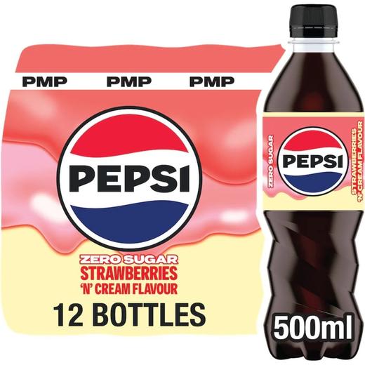 Pepsi Zero Sugar Cream Soda Flavour Bottles 500Ml £1.35 P/M