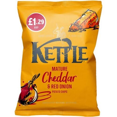 Kettle Mature Cheddar & Red Onion Potato Chips (803113) £1.29 P/M