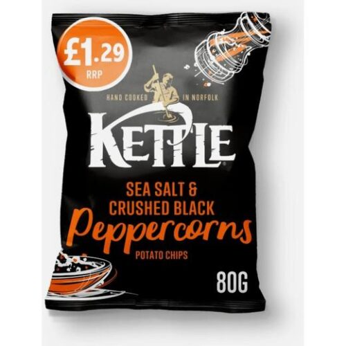 Kettle Sea Salt & Crushed Black Peppercorn Crisps(818595) £1.29 P/M