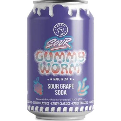 American Candy Lips Sour Gummy Worm Soda Cans 355Ml