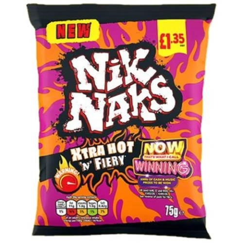 Nik Naks Xtra Hot N Fiery Corn Snacks (833679) £1.35 Rrp