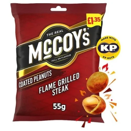 Kp Mccoys Flame Grilled Steak Flavour Crunchy Coated Peanuts (832455) £1.35 Rrp