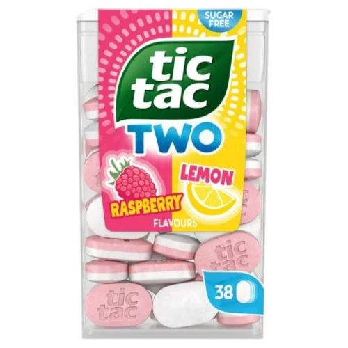 Tic Tac Two Double Layered Raspberry & Lemon Flavoured Drops Sugar Free