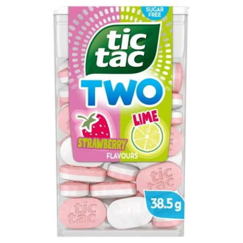Tic Tac Two Double Layered Strawberry & Lime Flavoured Drops Sugar Free